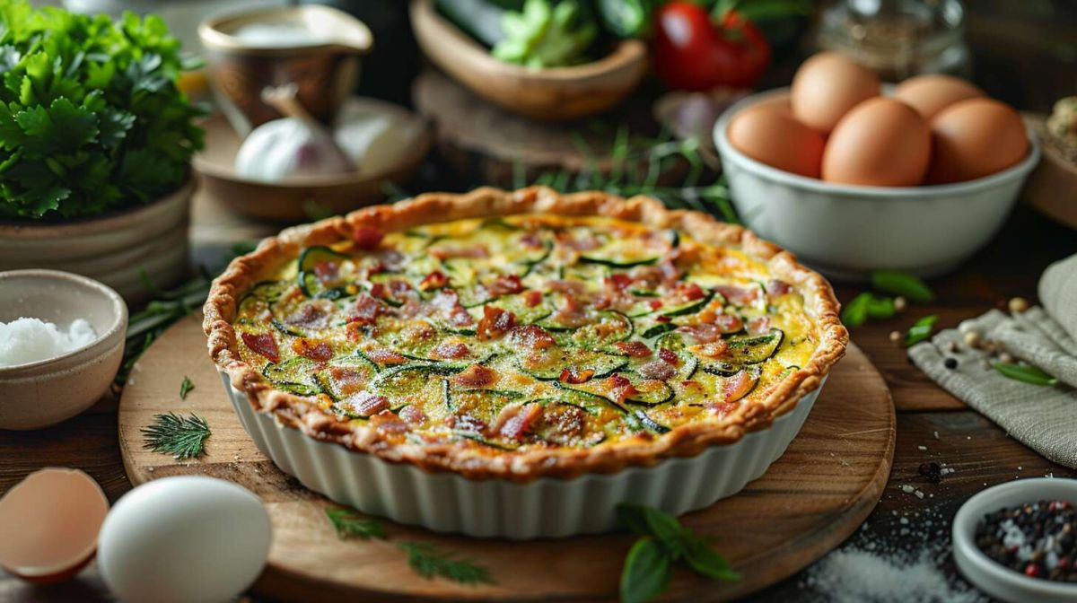 Une tarte savoureuse à la courgette et aux lardons pour régaler vos convives