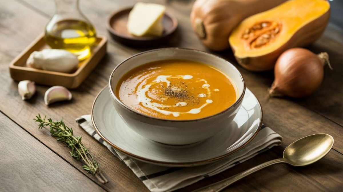 Un velouté de courge butternut au fromage qui réchauffe les cœurs