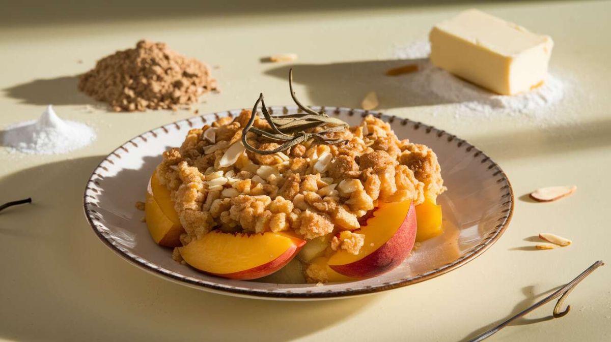 Crumble de pêches à la verveine : un dessert estival qui enchante