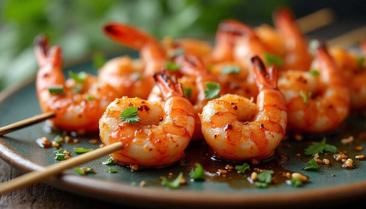 Des brochettes de crevettes aux cacahuètes pour un dîner mémorable