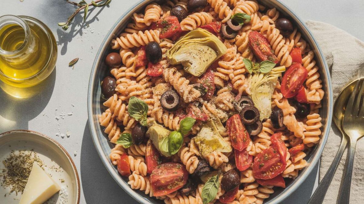 Une salade de pâtes légère qui évoque les vacances en Italie