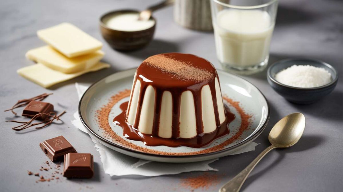 Un délice léger : panna cotta au chocolat blanc et son coulis noir