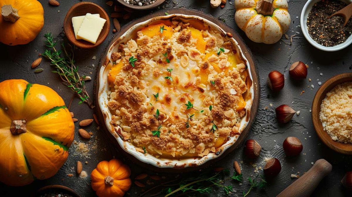Savourez l'automne avec un crumble au parmesan et à la courge butternut