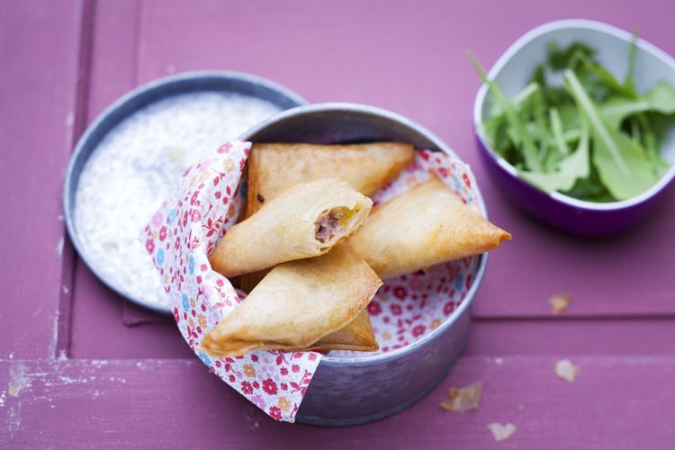 Samoussas de porc à la pêche