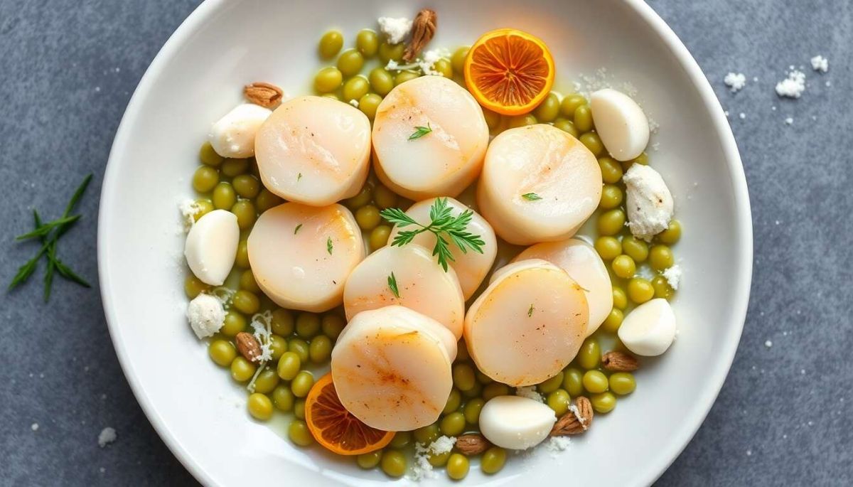 Un festin de noix de saint-jacques aux lentilles vertes