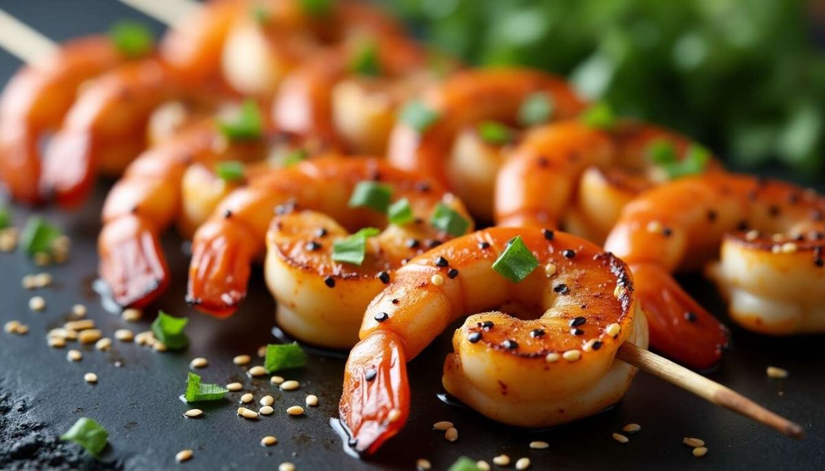 Découvrez la recette gourmande des brochettes de crevettes marinées