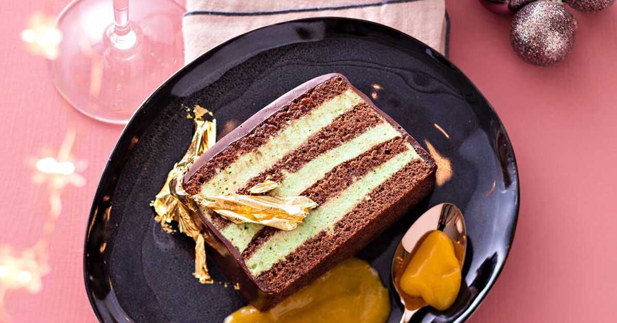 Une bûche de Noël surprenante au chocolat et thé vert