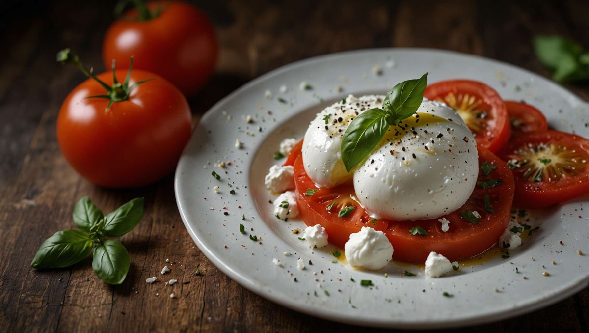 Plongez dans la fraîcheur d'une salade de tomates et burrata