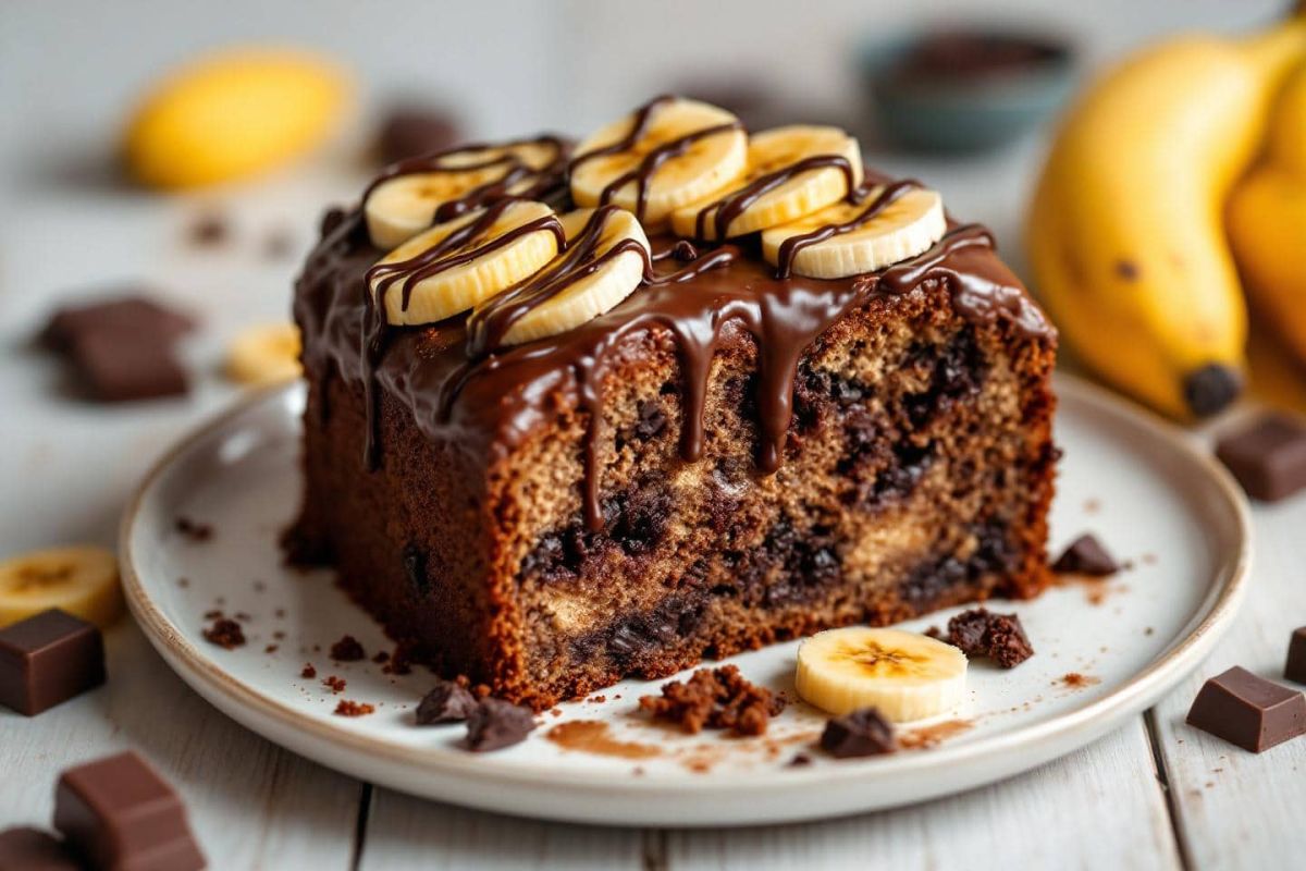 Réveillez-vous avec ce cake choco-bananes fondant et réconfortant
